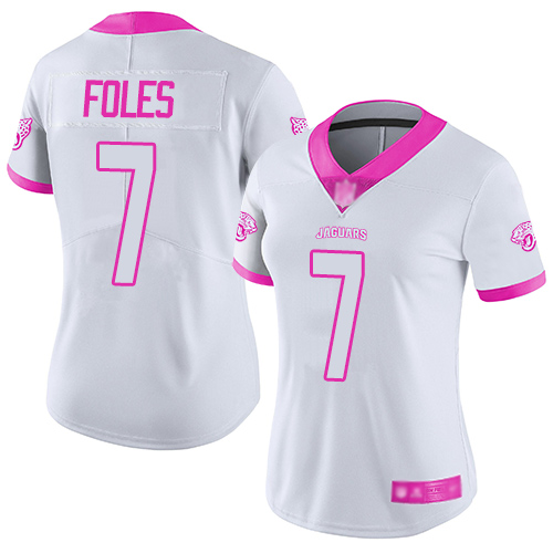 Nike Jacksonville Jaguars #7 Nick Foles White Pink Women Stitched NFL Limited Rush Fashion Jersey